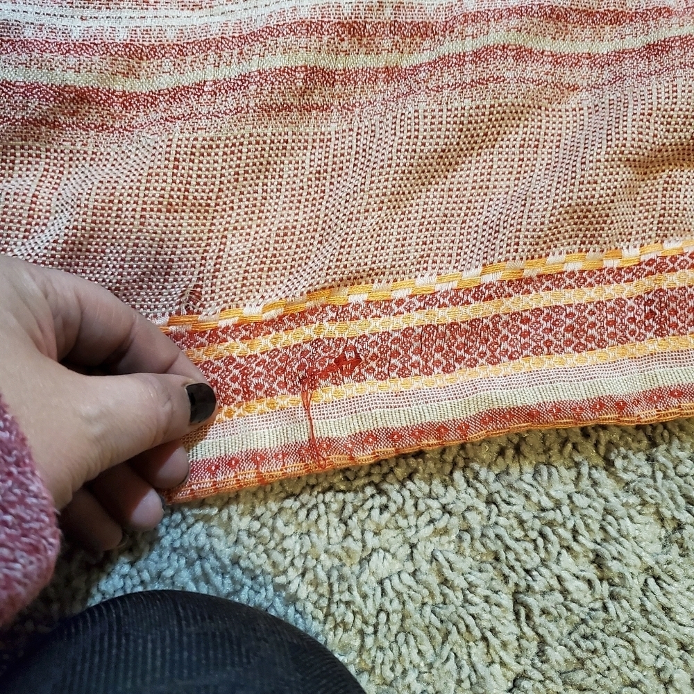 Infinity Patterned Red and Orange Striped Scarf - Picture 10 of 11